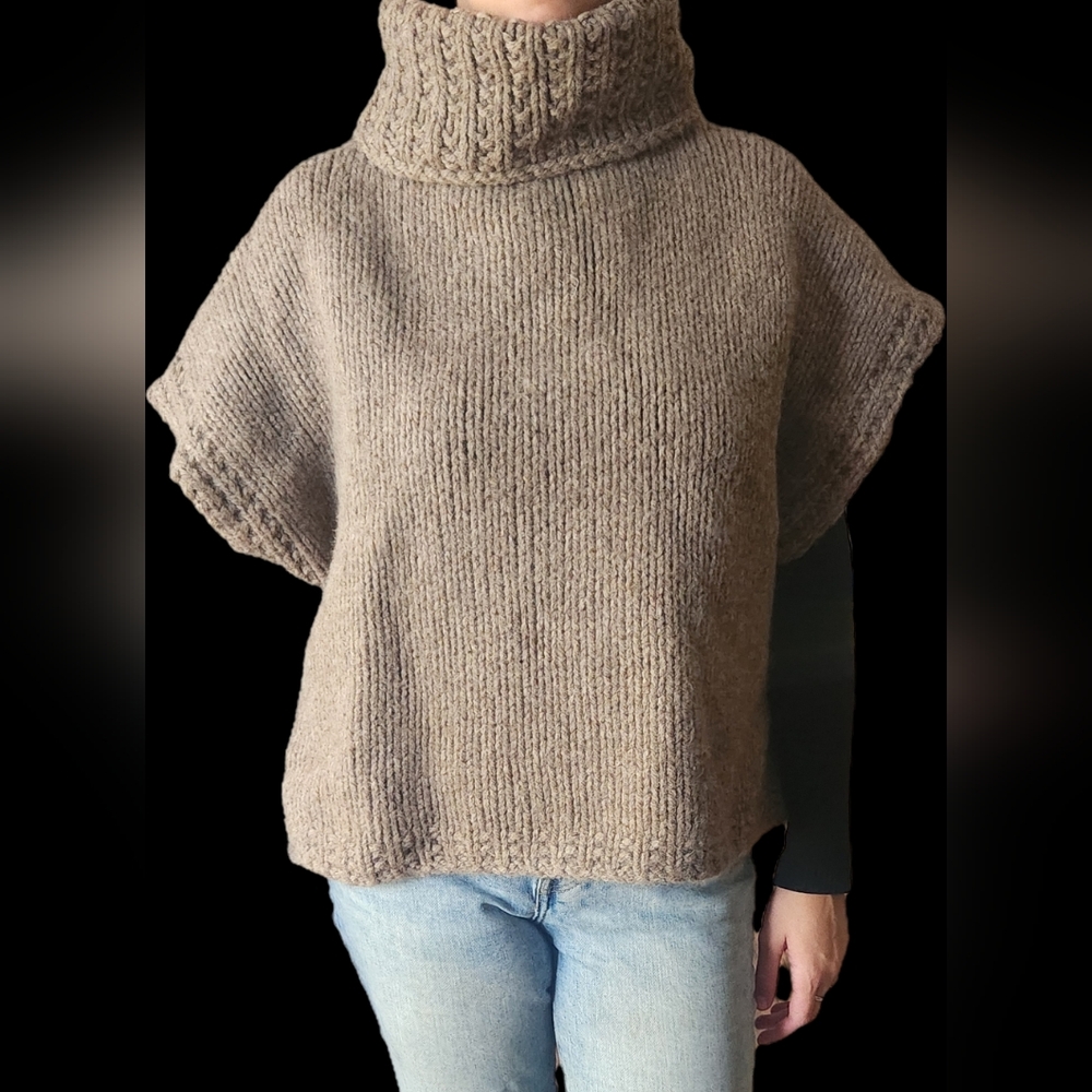 Boho Brown Knit Sweater Poncho